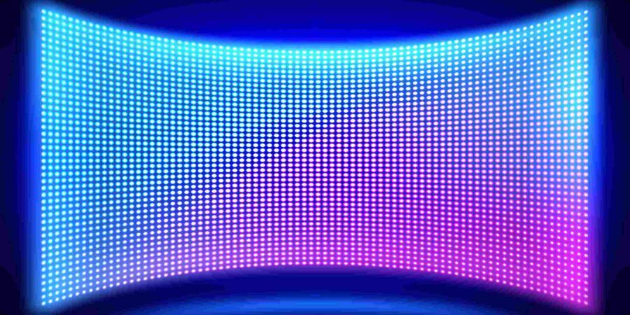 Flexible LED screen displaying vibrant curved visuals